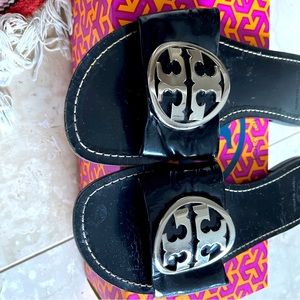 ToryBurch Grania patent sandals calf Black 8 1/2